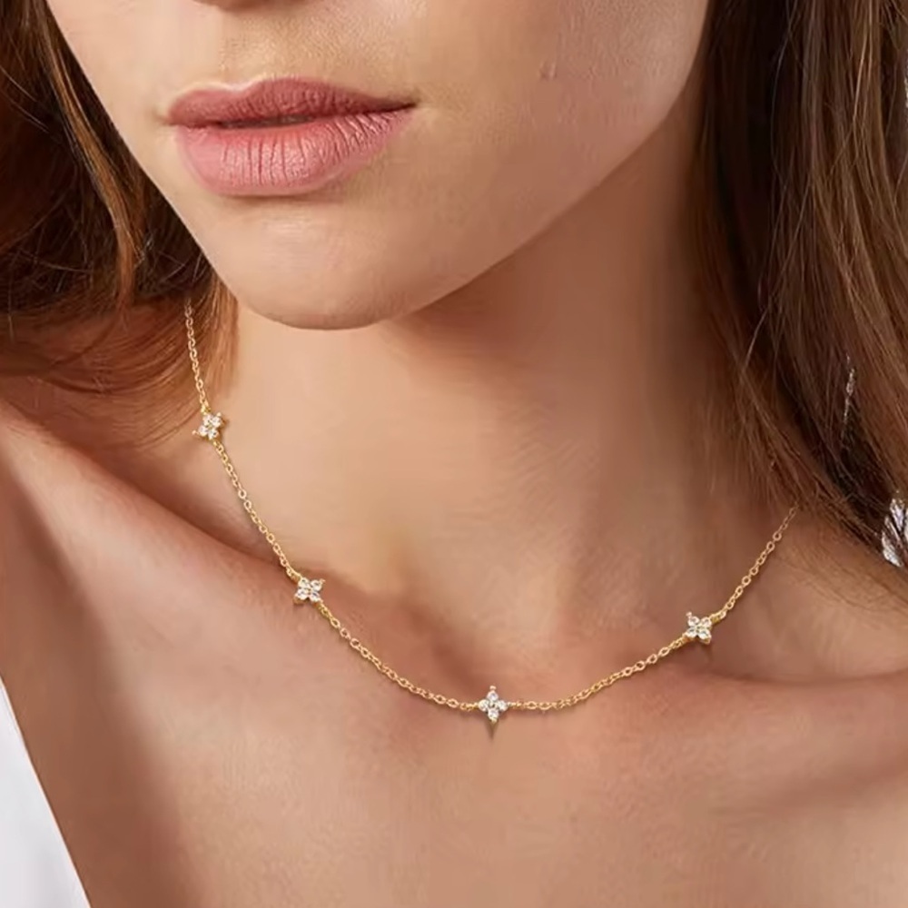 925 Sterling Silver & Gold Plated Star Choker Necklace
